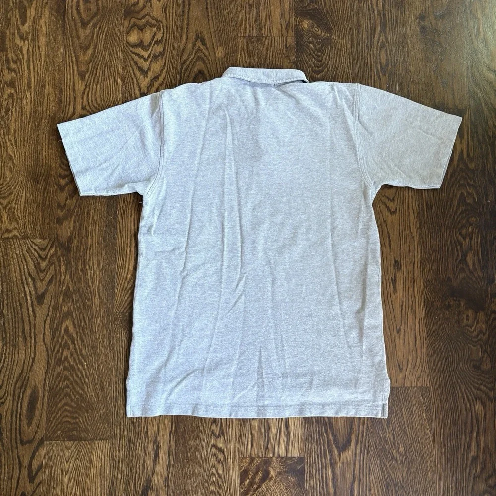 Vtg 90s Ralph Lauren USA Flag Patch Polo Shirt Mens M Gray Short Sleeve Heavy
